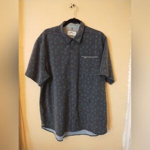 Jetty Garwood Woven Graphite men's button up leaf design short sleeve shirt XXL